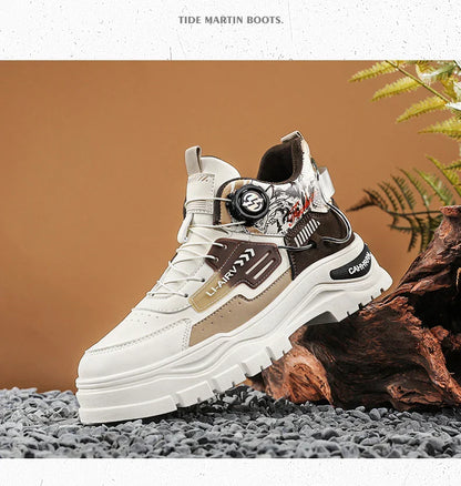 Men's Casual Outdoor Boots Fall Breathable Trendy Versatile Leisure Knob Board Shoes Anti-slip Riding Fashion Sneakers  (Available)