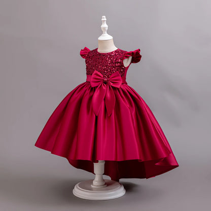 Girl Black Gown Girls Fly Sleeveless Dress Children Wedding Evening Birthday Party Princess Dresses For Children Girls