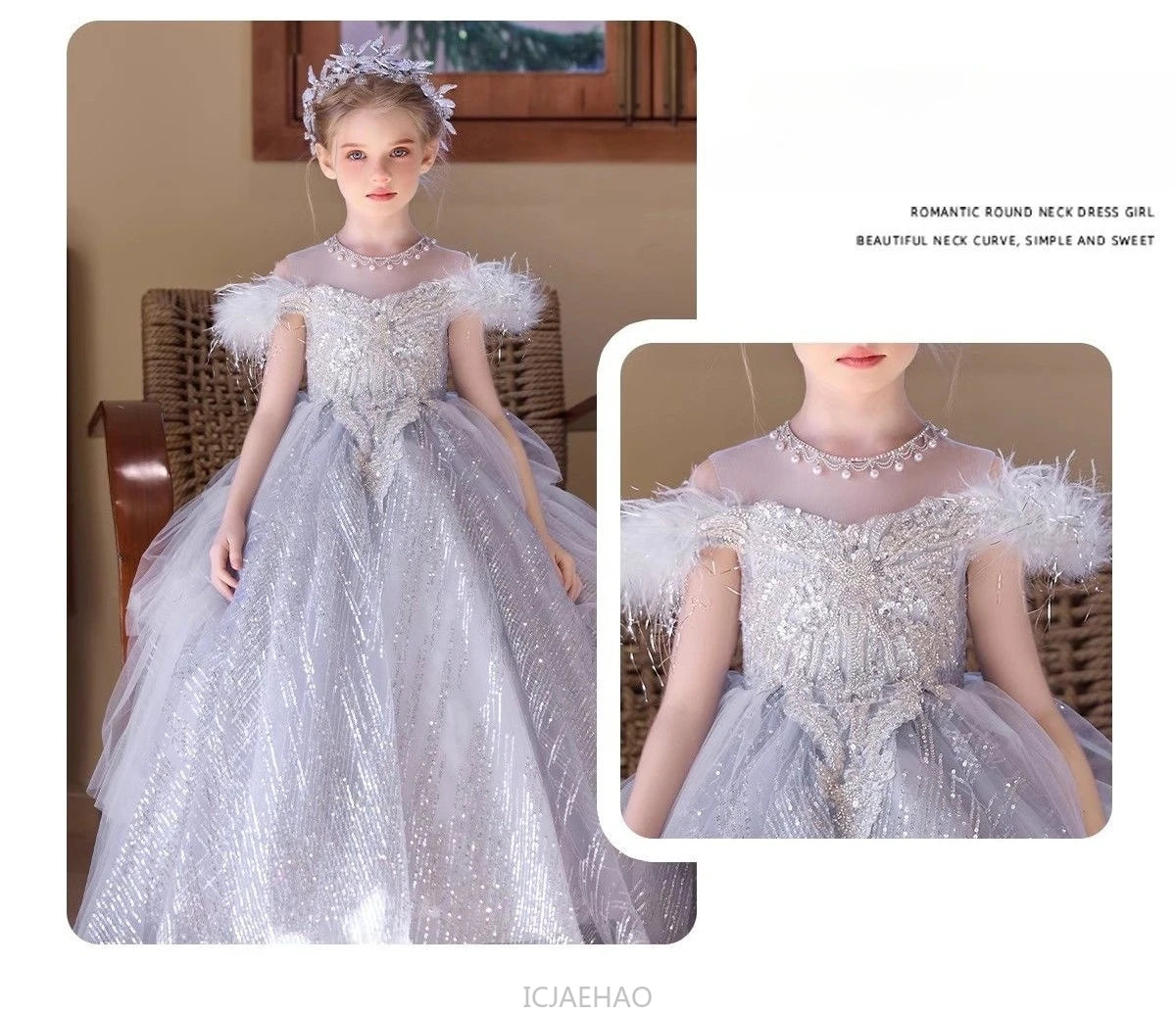 Party Dress Girls Evening Princess Dresses Vestido Piano Recital Performance Outfit Gown Children Costume Birthday Pageant Host