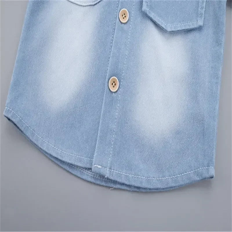 New Summer Kids Boys Denim Clothing Children Casual Short Sleeve Shirt Shorts 2Pcs/sets Kids Sportswear Toddler Fashion Clothes