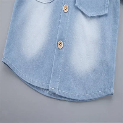 New Summer Kids Boys Denim Clothing Children Casual Short Sleeve Shirt Shorts 2Pcs/sets Kids Sportswear Toddler Fashion Clothes