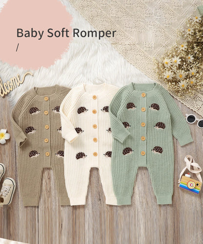 Newborn Clothes Outfits Autumn Winter Baby Boy Girl Long Sleeve Knitted Rompers Jumpsuits Cute Hedgehog Infant Outwear Playsuits