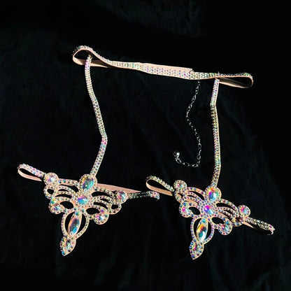 Belly Dance Performance Accessories for Women Senior AB Stones Chain Belt Girl's Luxury Competiton Leg LoopsSuper Sparkling