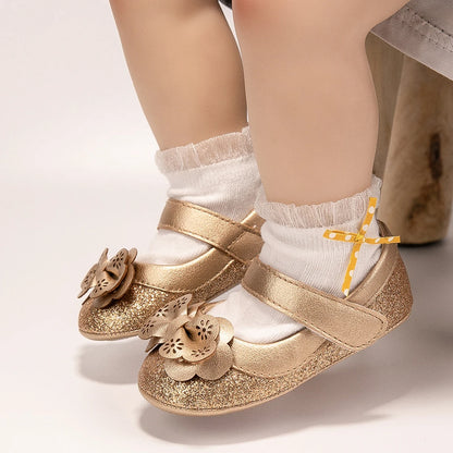 Newborn Baby Shoes Baby Boy Girl Shoes Girl Classic Bowknot Rubber Sole Anti-slip PU Dress Shoes First Walker Toddler Crib Shoes