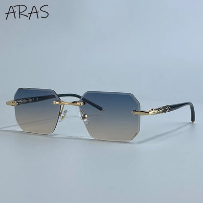 Fashion Rimless Square Sunglasses Men 2025 Luxury Brand Outdoor UV400 Sun Glasses For Male Classic Polygon Frameless Eyewear