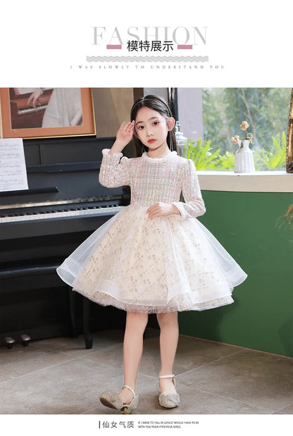 Girl's Dress Entry Lux Elegant Princess Dress Host Piano Playing Flower Girl Bubble Skirt