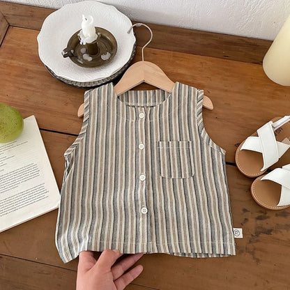 Baby Summer Clothes Boys Vest Set 0-3Y Striped Sleeveless Top Shorts Children's Casual 2Pcs Suit Infant T-shirt Toddler Outfit