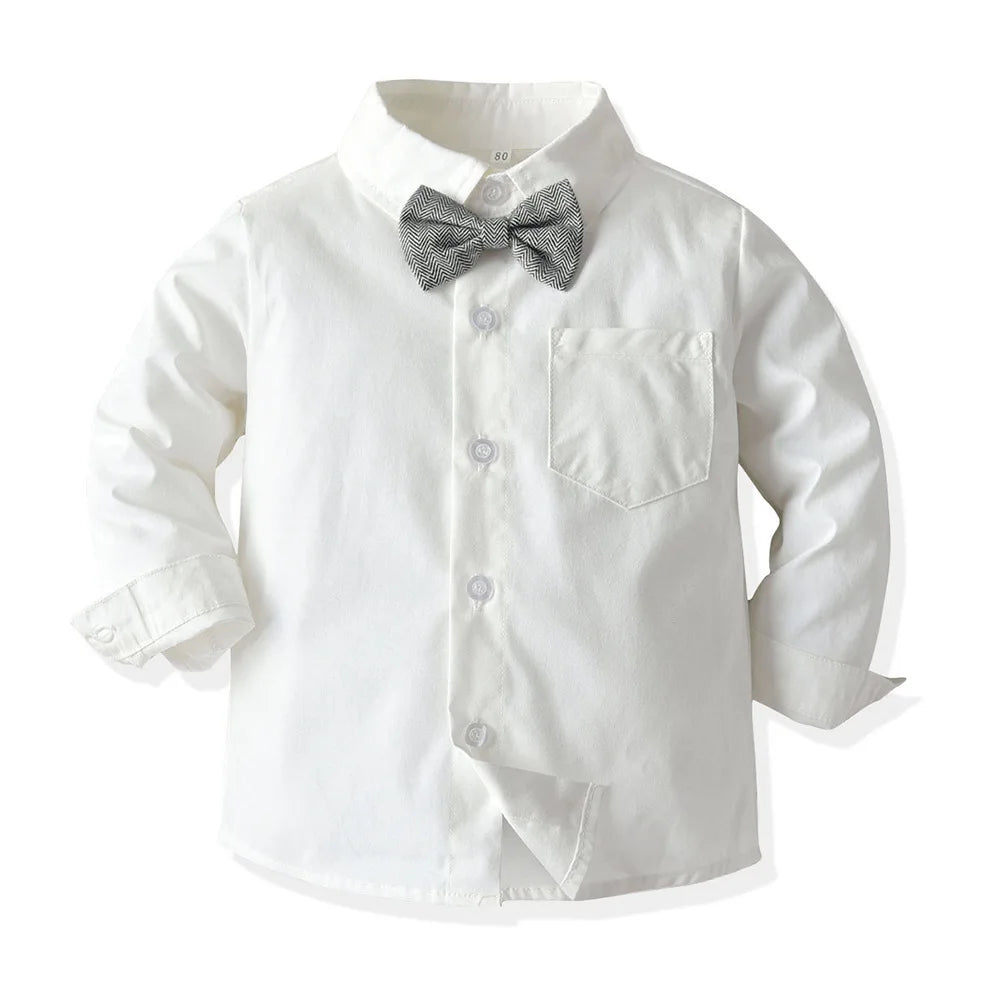Newborn Baby Boys Clothes Set Infant Gentleman Outfit Baby Formal Suspender Overalls Autumn Winter Long Sleeve Toddler Boy Suit