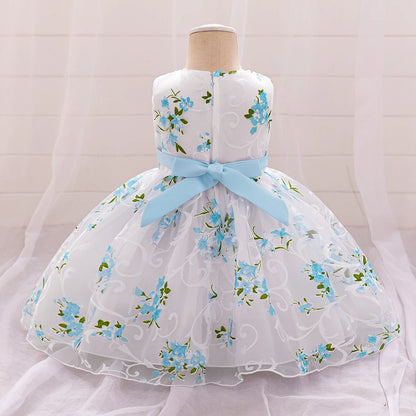 Kids Summer Dress For Girls Wedding Costume Floral Printing Birthday Princess Party Dresses 2-10 Years Children Girl Clothes