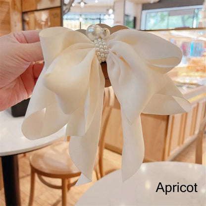 Fashion Girls Women Hair Accessories Headdress Big Bow Ponytail Clips Ribbon Bowknot