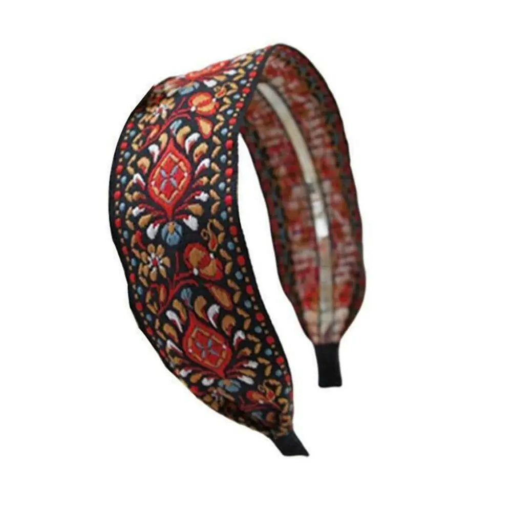 Women Wide Turban Hair Accessories Headwear Embroidered Ribbon Hair Hoop Hairbands Headbands Head Wraps