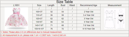 Kids Summer Dress For Girls Wedding Costume Floral Printing Birthday Princess Party Dresses 2-10 Years Children Girl Clothes