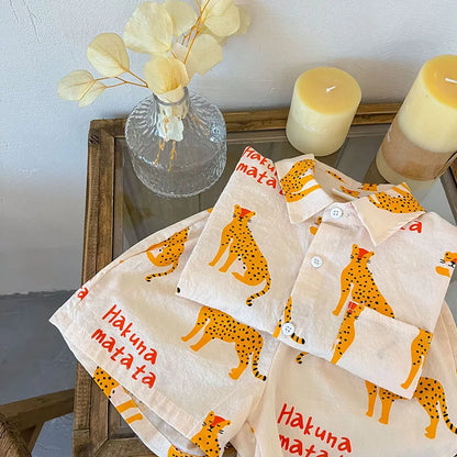 New Summer Kids Clothing Set Children Baby Boys Girls Cartoon Thin Breathable Short Sleeve Sets 2Pcs Lounge Outfit For 1-8Years