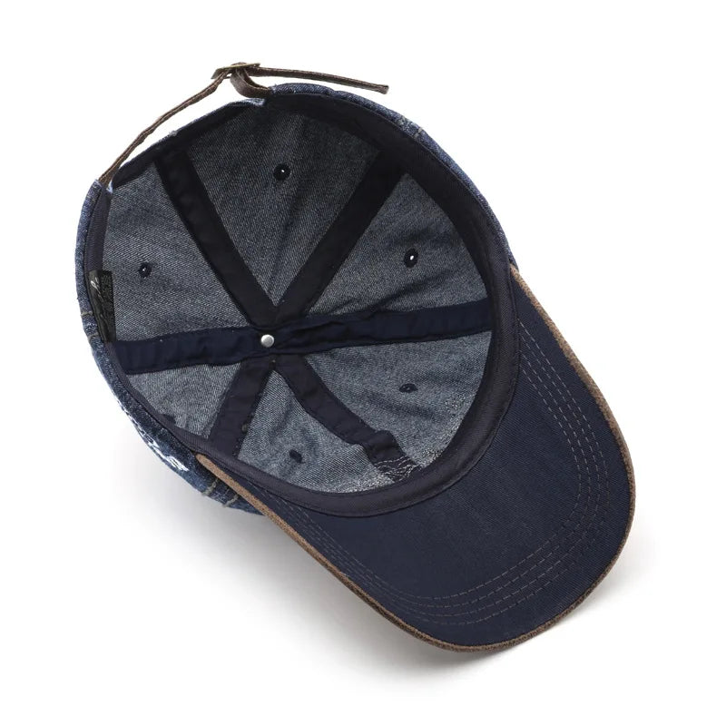 Embroidery Letters Denim Baseball Cap For Men Women Fashion Patchwork Sunshade Peaked Hat Hip Hop Cotton Dad Trucker Caps