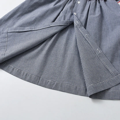 Vintage Dress Girls Kids Boutique Embroidery Square-cut Collar Plaid Dresses Girl Children Seven Sleeves Frocks Casual Clothing