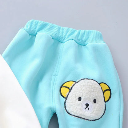New Autumn Winter  Baby Girl Clothes Children Boys Thickened Hooded Vest T-Shirt Pants 3Pcs/Sets Toddler Costume Kids Tracksuits (Available)