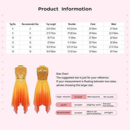 Girls Liturgical Worship Praise Dance Dress Contemporary Lyrical Dancewear Sleeveless Sequins Bodice Asymmetrical Tunic Dresses