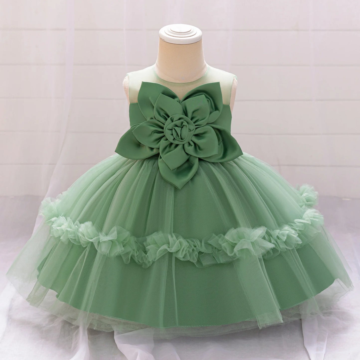Baby Party Dress Girls Floral Tutu Princes Dresses Kids Flower Wedding Dress Toddler Birthday Baptism Prom Gown