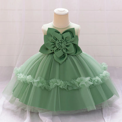 Baby Party Dress Girls Floral Tutu Princes Dresses Kids Flower Wedding Dress Toddler Birthday Baptism Prom Gown