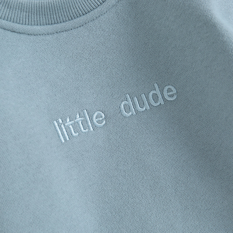 Newborn Baby Boy Clothes Little Dude Bubs Sweatshirt Bubble Romper Fleece Sweater  Fall Winter Outfit