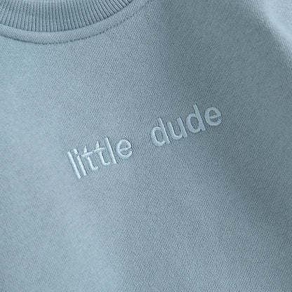 Newborn Baby Boy Clothes Little Dude Bubs Sweatshirt Bubble Romper Fleece Sweater  Fall Winter Outfit