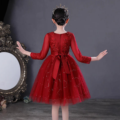 Girls Dress New Design Tail Evening Bridesmaid Wedding Casual Elegant New Year Princess Children Party Dress