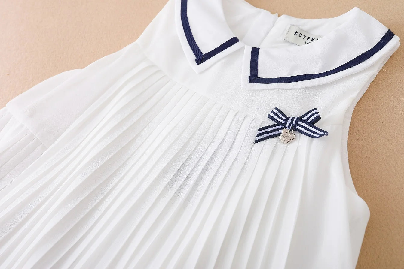 Girl Dresses Sleeveless Summer Chiffon Pleated Clothing Kids' Dresses Baby Girl One-piece Dress