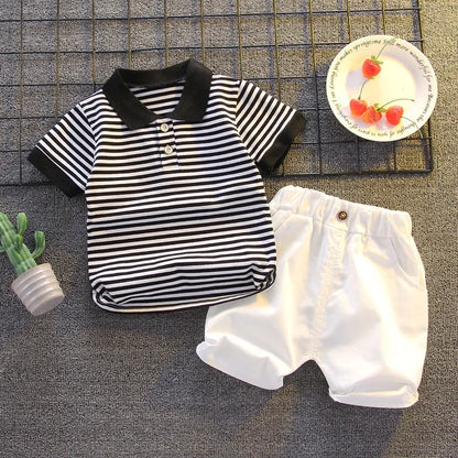 Baby Boy Clothes Summer Children Clothing Polo Shirt Sets Boys Short Toddler Sleeve T-shirt Kids Sports Suit 2pcs Cotton 1-5y (Available)