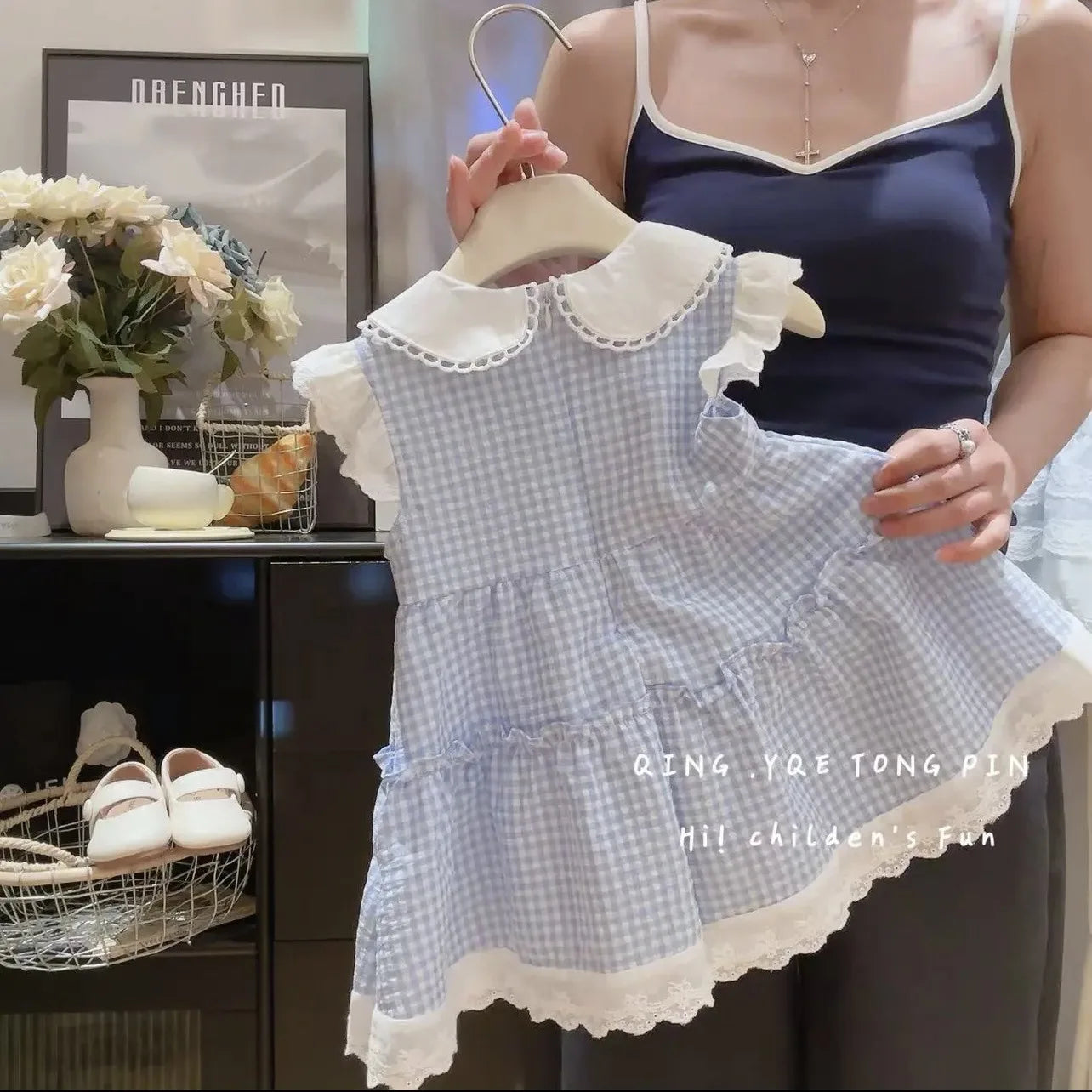 Girls' Summer Dresses Children's Foreign Dresses Fashion Trend College Style Princess Dresses in Small Children Cool Plaid