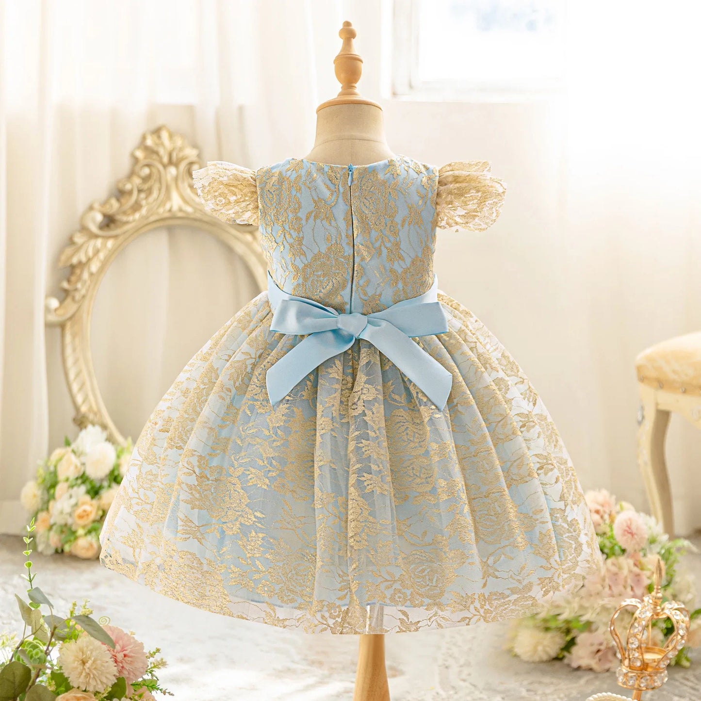 Party Dress for Girls Ruffles Embroidery Lace Vintage Elegant Dress Wedding Evening Gala Baby Clothes Vestidos Formal Gown Kids