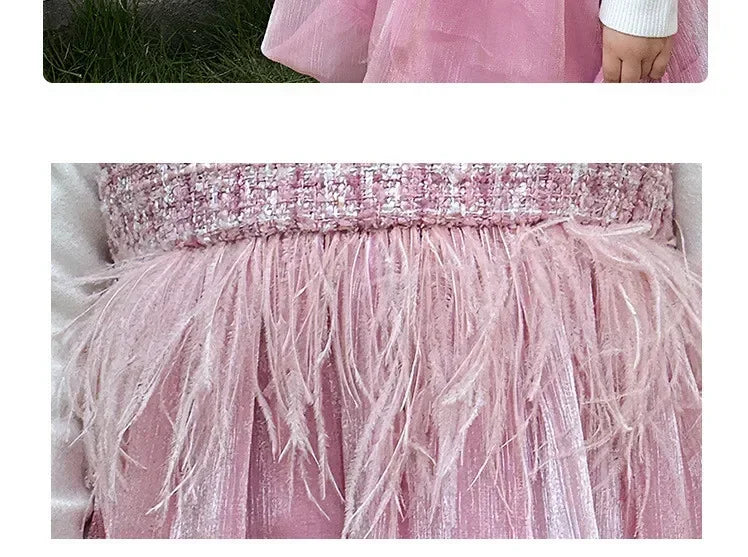 2025 Newborns Baby Dresses Sets for Girls Children's Elegant Dress forPlaid Vestidos Birthday Winter Infants Knitted Sweater