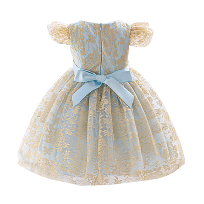 Party Dress for Girls Ruffles Embroidery Lace Vintage Elegant Dress Wedding Evening Gala Baby Clothes Vestidos Formal Gown Kids