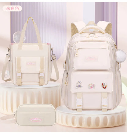 New Anti-splashing High-quality Middle High School Student Schoolbag Girls Large-capacity Burden-reducing Children's Backpack
