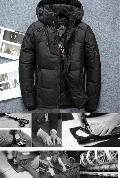 '-20 Degree Winter Down Coat Men White Duck Down Parkas Jacket Mens Thick Warm Snow Parka Jacket Overcoat Windbreaker Warm Parkas  (Available)
