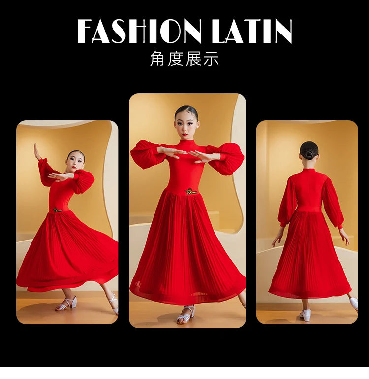 Girl New modern dance dress, girls' ballroom dance, waltz, high-end professional social dance, large skirt performance dress