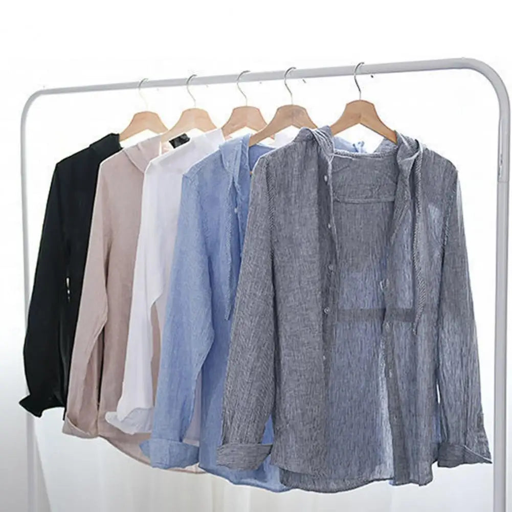 Men Summer Shirt Sun Anti UV Long Sleeve Hooded Drawstring Single breasted Soft Loose Breathable Cardigan Coat Top (Available)