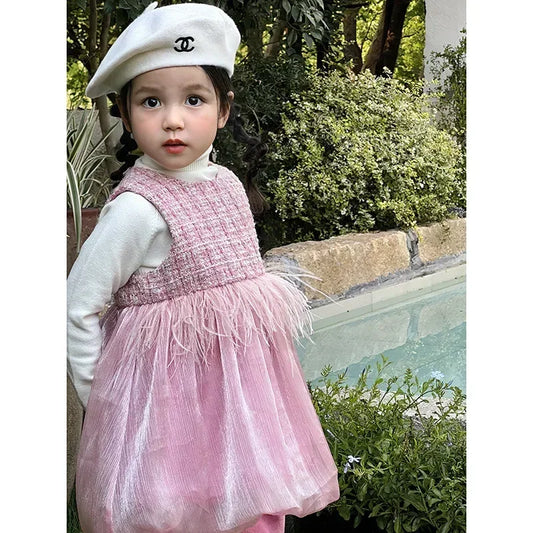 2025 Newborns Baby Dresses Sets for Girls Children's Elegant Dress forPlaid Vestidos Birthday Winter Infants Knitted Sweater