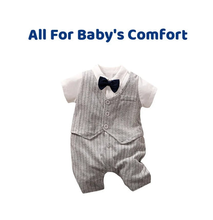 Newborn Clothing Handsome Gentleman Party Dress CottonComfortable AndSoft Summer Boys And Girls 0-18m Short Sleeve Baby Bodysuit