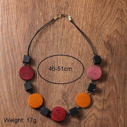 Vintage Ethnic Geometrice Wood Accessories Pendants Necklaces Handmade Rope Chain Necklace for Women Daily Wear Fashion Jewelry
