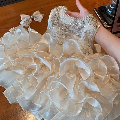 Baby Girls Dress Newborn Clothes Princess Dress Big Bow For Toddler 1st Year Birthday Wedding Christening Infant Party tutu Gown