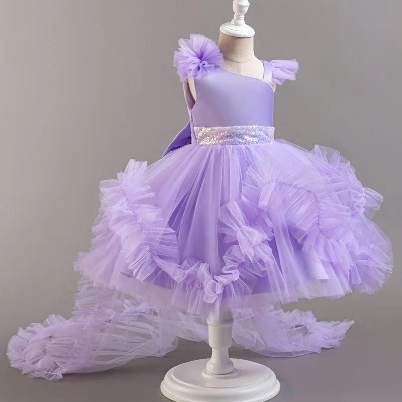 Baby Girls Party Dresses Sleeveless Eleagnt Solid Wedding Evening Ball Gown Holiday Costume Tulle Dress For Little Girl