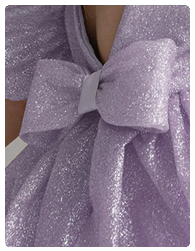 Elegant Puffy Luxury Girls Party Dresses Bowknot Evening Dress Flower Girl Princess Dress For Weddings Solid Bridesmaid Costume