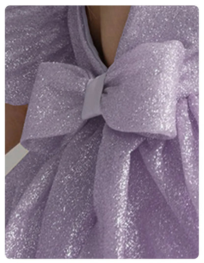 Elegant Puffy Luxury Girls Party Dresses Bowknot Evening Dress Flower Girl Princess Dress For Weddings Solid Bridesmaid Costume