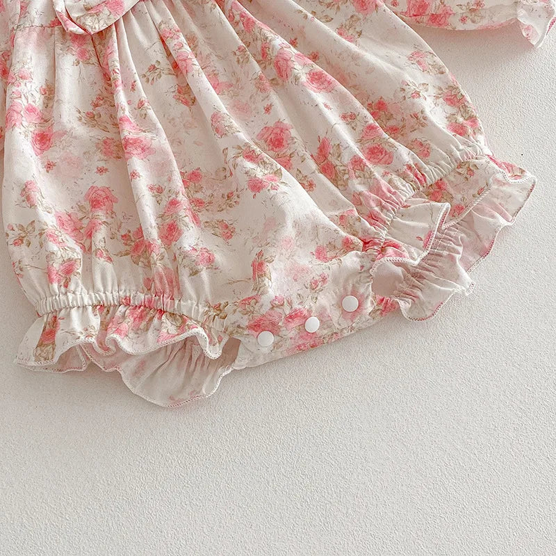 2025 Boutique Spring Cute Baby Clothes Girls Floral Print Dresses Newborn Girl Romper Birthday Party New Dress for Children Kids