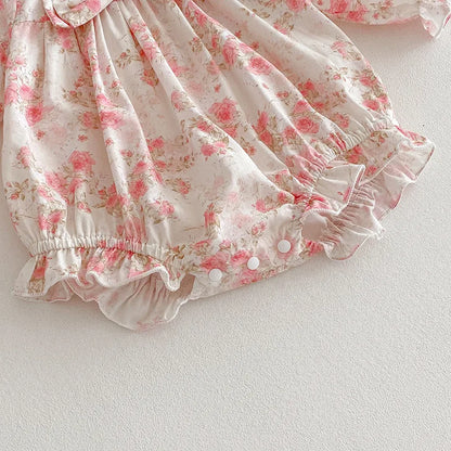 2025 Boutique Spring Cute Baby Clothes Girls Floral Print Dresses Newborn Girl Romper Birthday Party New Dress for Children Kids