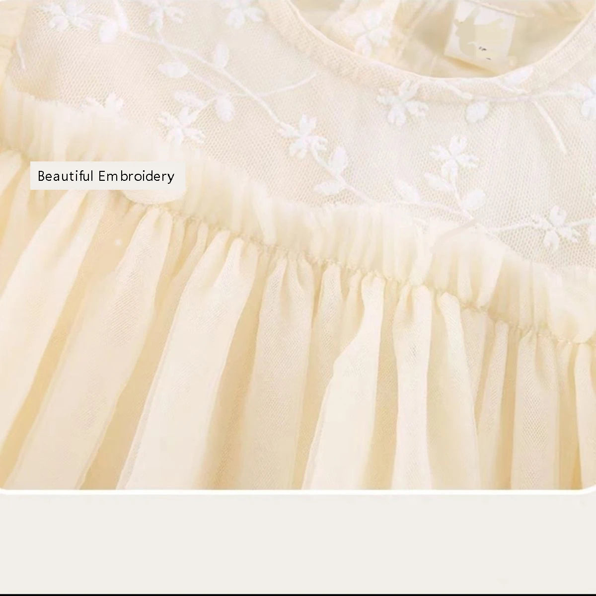 New Baby Dresses Autumn Children's Dresses Girls'dresses With Flowers Yarn Tulle Puffy Sleeve Jasmine Princess Party 1-7 Years
