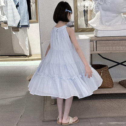 Girls Summer Dress 2025 New Halter Dresses Middle and Large Children Foreign Style Beach Dress Kids Undershirt Princess Skirt