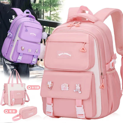 New Anti-splashing High-quality Middle High School Student Schoolbag Girls Large-capacity Burden-reducing Children's Backpack