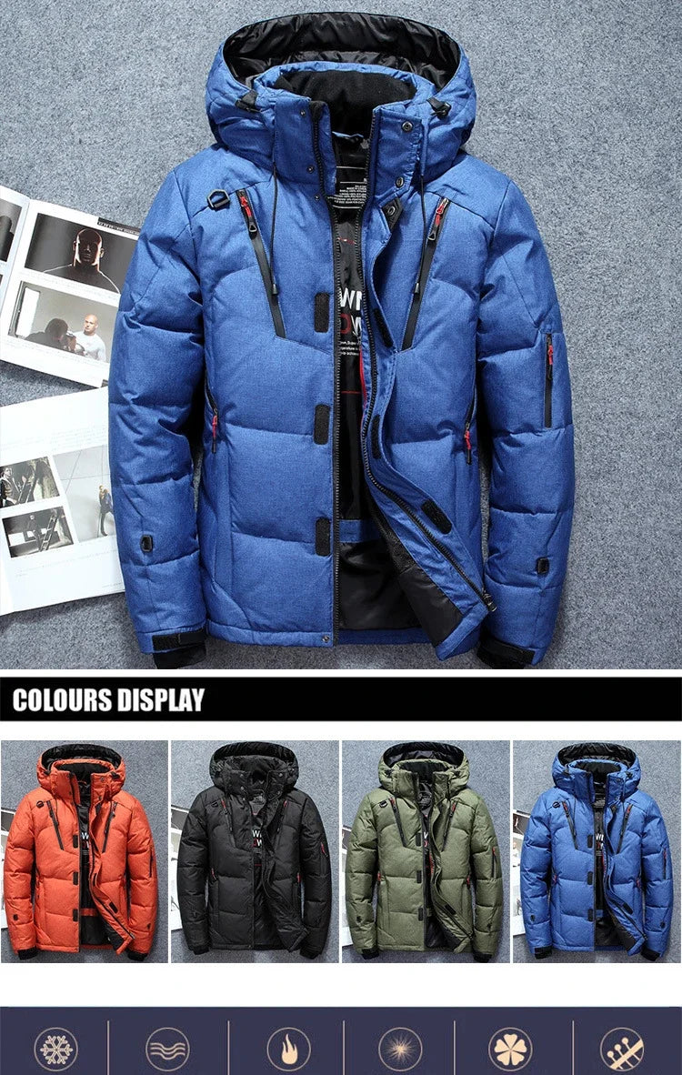 '-20 Degree Winter Down Coat Men White Duck Down Parkas Jacket Mens Thick Warm Snow Parka Jacket Overcoat Windbreaker Warm Parkas  (Available)
