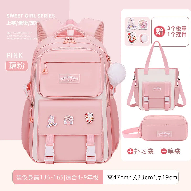 New Anti-splashing High-quality Middle High School Student Schoolbag Girls Large-capacity Burden-reducing Children's Backpack